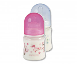 Бебешко пластмасово шише с широк силиконов биберон Baby Nova, PA, 150 мл, асортимент 45000