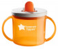 Детска неразливаща се пластмасова чаша с твърд накрайник и с дръжки Tommee Tippee First Cup, 190 мл, оранжева, 4м+ TT.0241 thumb 3