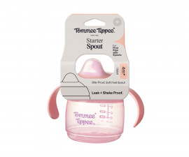 Неразливаща се бебешка чаша с мек накрайник и с дръжки Tommee Tippee Soft Spout, 150 мл, 4м+, розова TT.0297