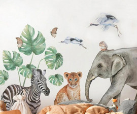 Детски стикер за стена Тропически животни, 100 х 150 см STC615