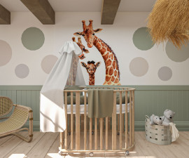 Легло от дърво за новородено бебе с матрак, обиколник и държач за балдахин 2О32B