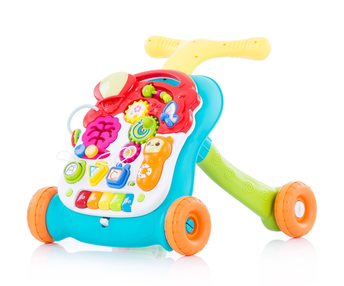 Бебешка музикална играчка на колела за прохождане 2в1 Chipolino Мулти, зелена MIK02006MLG