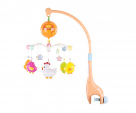 Музикална играчка въртележка за бебешко креватче и кошарка Chipolino, Пиленца MILS02109CH