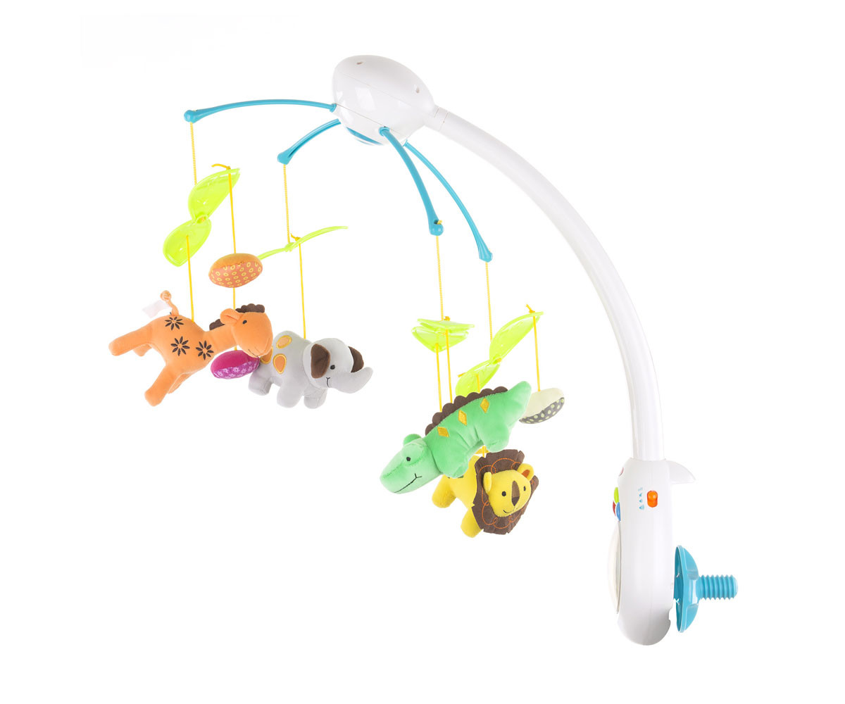 Музикална играчка въртележка за бебешко креватче и кошарка с дистанционно Chipolino, Зоопарк MILS02114ZO