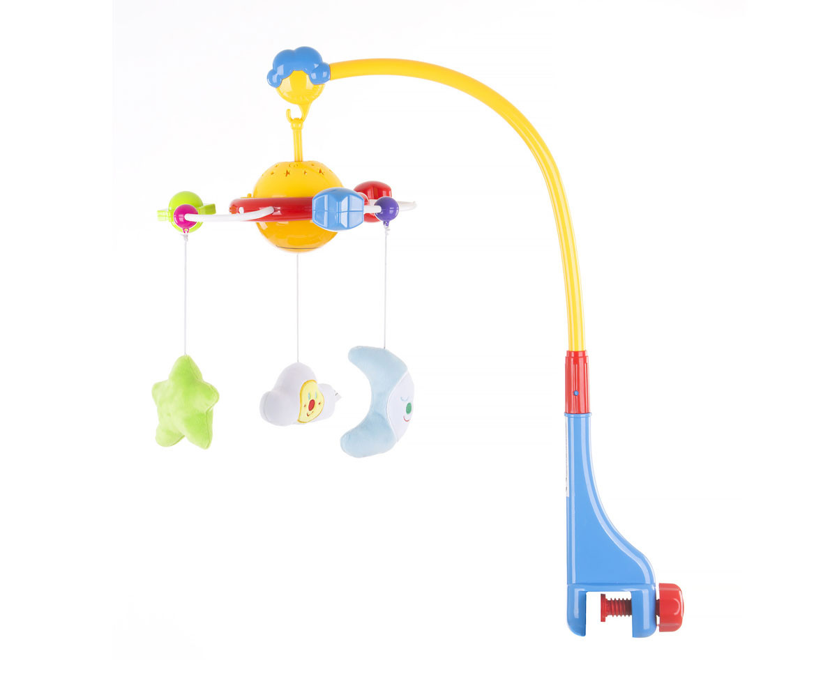 Музикална играчка въртележка за бебешко креватче и кошарка с прожектор Chipolino, Орбита MILS02115OR