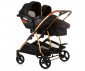 Комбинирана бебешка количка с обръщаща се седалка за близнаци до 22кг всяко Chipolino Дуо Смарт, обсидиан/злато KBDS02401OG thumb 9