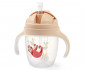 Неразливаща се бебешка чаша със сламка и с дръжки Babyono 240 мл, бежова, ленивец 1464/04 RayaToys - 5901435415030 thumb 2