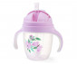 Неразливаща се бебешка чаша със сламка и с дръжки Babyono 240 мл, розова, цветя 1464/05 RayaToys - 5901435415047 thumb 2