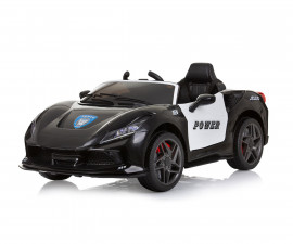 Детска акумулаторна кола с родителски контрол Chipolino Полиция, черна ELKPL02401BL
