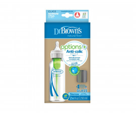 Dr. Brown's SB82023-P2 - Glass Bottle Natural Flow Options+ Narrow-Neck 2PK 8oz/250ml