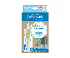 Dr. Brown's SB42003-P2 - Glass Bottle Natural Flow Options+ Narrow 2PK 4oz/120ml