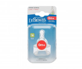 Антиколик биберон за хранене от силикон за хранене за шишета Dr.Browns Narrow-Neck, 0м+, етап 1, 2 броя 72239304877