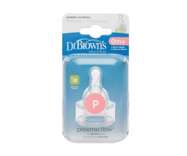Антиколик биберон за хранене от силикон за хранене за шишета Dr.Browns Narrow-Neck Nipple за недоносени Preemie, 2 броя 072239304860