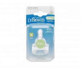 Антиколик биберон за хранене от силикон за хранене за шишета Dr.Browns Narrow-Neck, Y-отвор каши, 9м+, 2 броя 72239304914