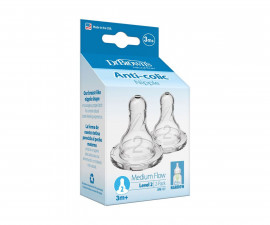 Антиколик биберон за хранене от силикон за хранене за шишета Dr.Browns Narrow-Neck Anti Colic Options+, 3м+, етап 2, 2 броя 72239304884