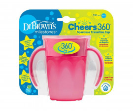 Детска чаша с дръжки Dr.Brown's TC71003-INTL, 200 мл, 360°, розова 72239314845