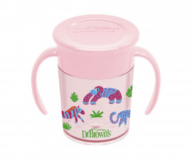 Детска преходна чаша с дръжки 360° Dr.Browns, 6м+, розова, 200 мл TC71005.R1