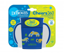 Детска преходна чаша с дръжки 360° Dr.Browns, 6м+, синя, 200 мл TC71006.R1