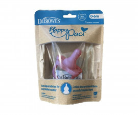 Ортодонтска силиконова залъгалка Dr.Browns Happy Paci, 0-6м, етап 1, розова PS11007-INTL