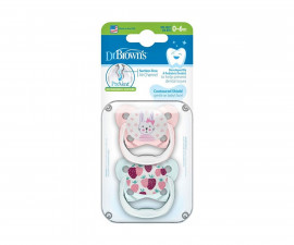 Ортодонтска силиконова залъгалка Dr.Browns PreVent, 0м+, 1 етап, 2 броя, розови PV12302-SPX