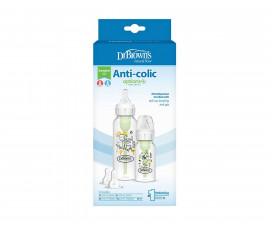 Подаръчен комплект пластмасови шишета за новородено бебе Dr.Browns Natural Flow Options+ Narrow, 0м+ SB02005-INTLX