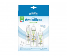 Подаръчен комплект пластмасови шишета за новородено бебе Dr.Browns Natural Flow Anti Colic Options+ SB03007-ESX