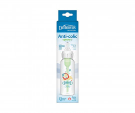 Бебешко пластмасово шише за хранене Dr.Browns Natural Flow Anti Colic Options+ Narrow, 250 мл, лъв SB81105-INTLX