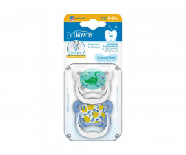 Ортодонтска силиконова залъгалка Dr.Browns PreVent, 6-18м, 2 етап, 2 броя, сини PV22402