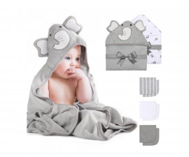 Комплект бебешка хавлия за баня за новородени бебета Momcozy, сив цвят 0799787260348