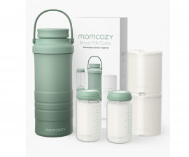 Momcozy - Преносим охладител за кърма, бял/зелен 0810123509522