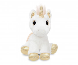 Плюшена играчка Аврора - Бял еднорог със златен рог и грива, 25 см 161257G