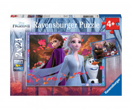 Ravensburger 05010 - Пъзел 2х24 елемента - Замръзналото кралство 2: Ледено приключение