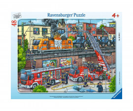 Ravensburger 05093 - Пъзел 48 елемента - Пожарникари по влаковите релси