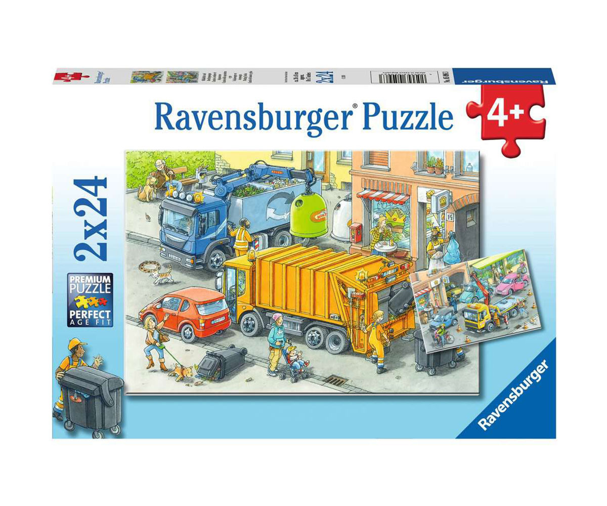 Ravensburger 05096 - Пъзел 2х24 елемента - Боклукчийски камион