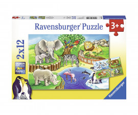 Ravensburger 7602 - Пъзел 2х12 елемента - Животни в зоопарка