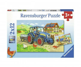 Ravensburger 07616 - Пъзел 2х12 елемента - Строителна площадка и ферма