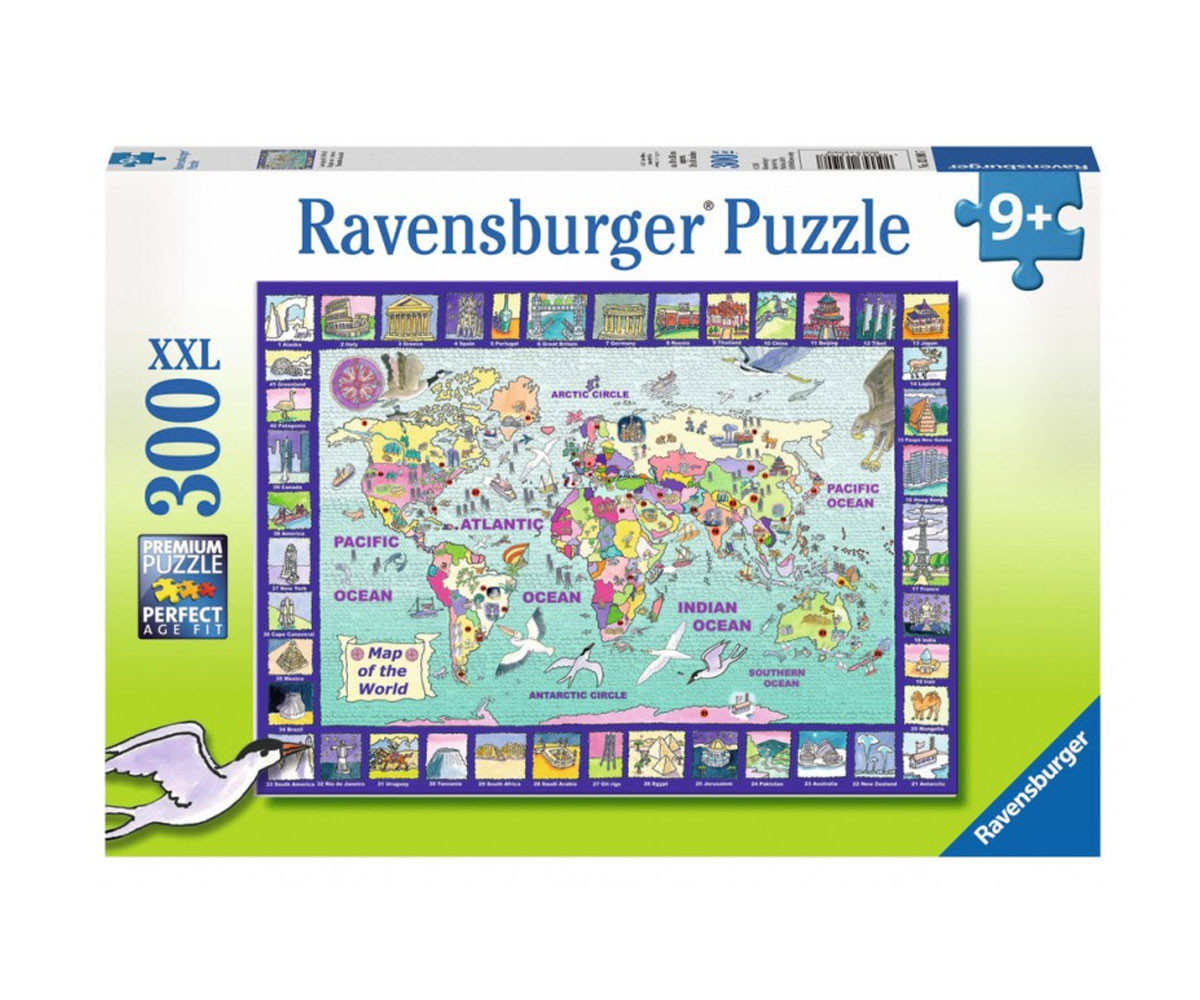 Ravensburger 13190 - Пъзел 300 елемента - Карта на света