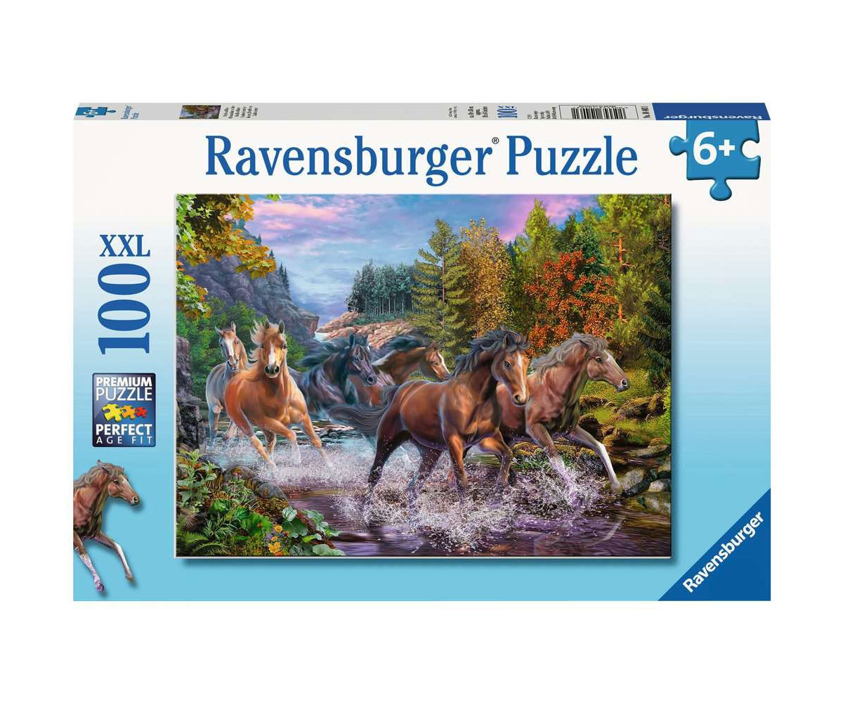 Ravensburger 10403 - Пъзел 100 ел. XXL - Препускащи коне в река