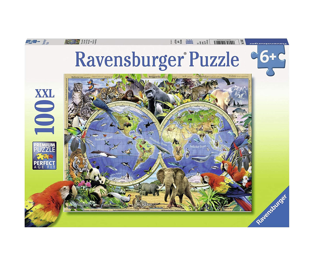 Ravensburger 10540 - Пъзел 100 XXL елемента - Животните по света