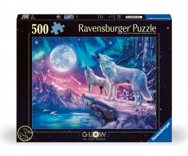 Ravensburger 12000476 - Светещ пъзел 500 елемента - Вълци в Северното сияние