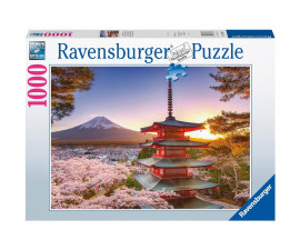 Ravensburger 12000582 - Пъзел 1000 елемента - Изглед към черешовите цветове на Фуджи