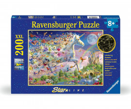 Ravensburger 12000872 - Светещ 2D пъзел 200 XXL елемента - Пеперуди и еднорог