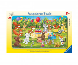 Ravensburger 12004042 - Пъзел 15 елемента - Парти за рожден ден на диви животни