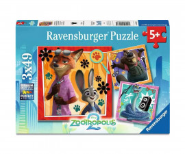Ravensburger 12004137 - Пъзел 3x49 елемента - Zootropolis: На нова мисия