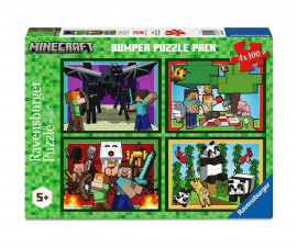 Ravensburger 12004290 - Пъзел 4x100 елемента - Майнкрафт