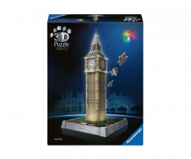 Ravensburger 12008025 - 3D Пъзел 216 елемента - Iconics: Биг Бен със светлини