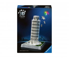 Ravensburger 12008028 - 3D Пъзел 216 елемента - Iconics: Наклонената кула в Пиза със светлини