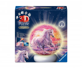 Ravensburger 12008054 - Светещ в тъмното 3D Пъзел топка 72 елемента - Night Light: Коне на плажа