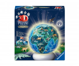 Ravensburger 12008055 - Светещ в тъмното 3D Пъзел топка 72 елемента - Night Light: Земята през нощта