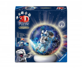 Ravensburger 12008058 - Светещ в тъмното 3D Пъзел топка 72 елемента - Night Light: Астронавти в космоса